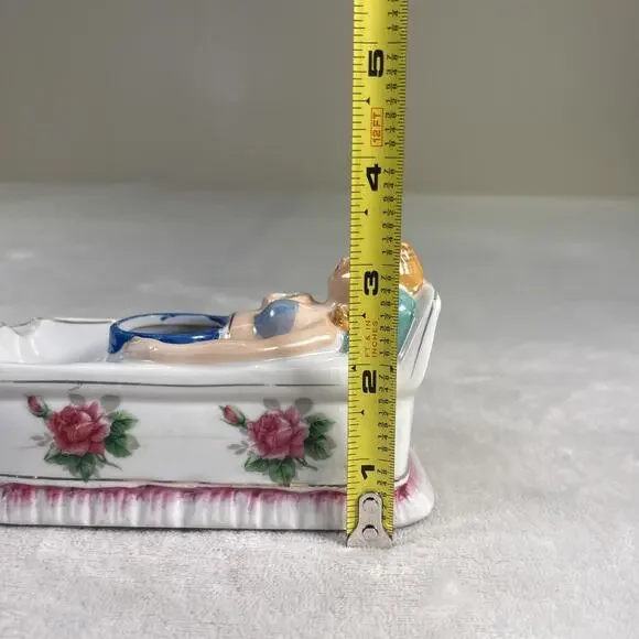 Naughty Nodder Novelty Smoking Ashtray Lady in Bed Missing Legs & Fan BnftsChrty - Picture 10 of 12